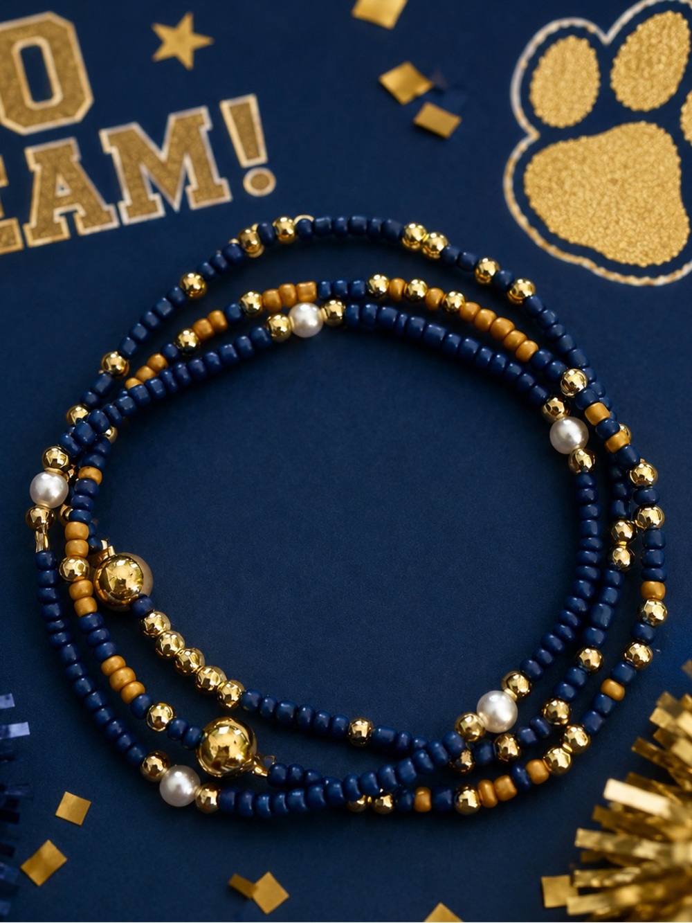 ENewton Inspired Bracelet Stack Game day Trio NEW navy gold